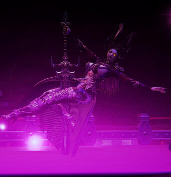 Working the... sword.